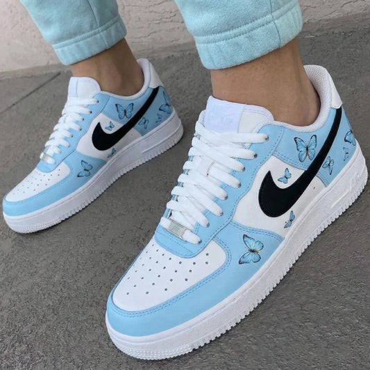 Baby Blue Butterfly Custom AF 1s Shoes