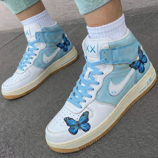 Baby Blue Butterfly Custom AF 1s Shoes