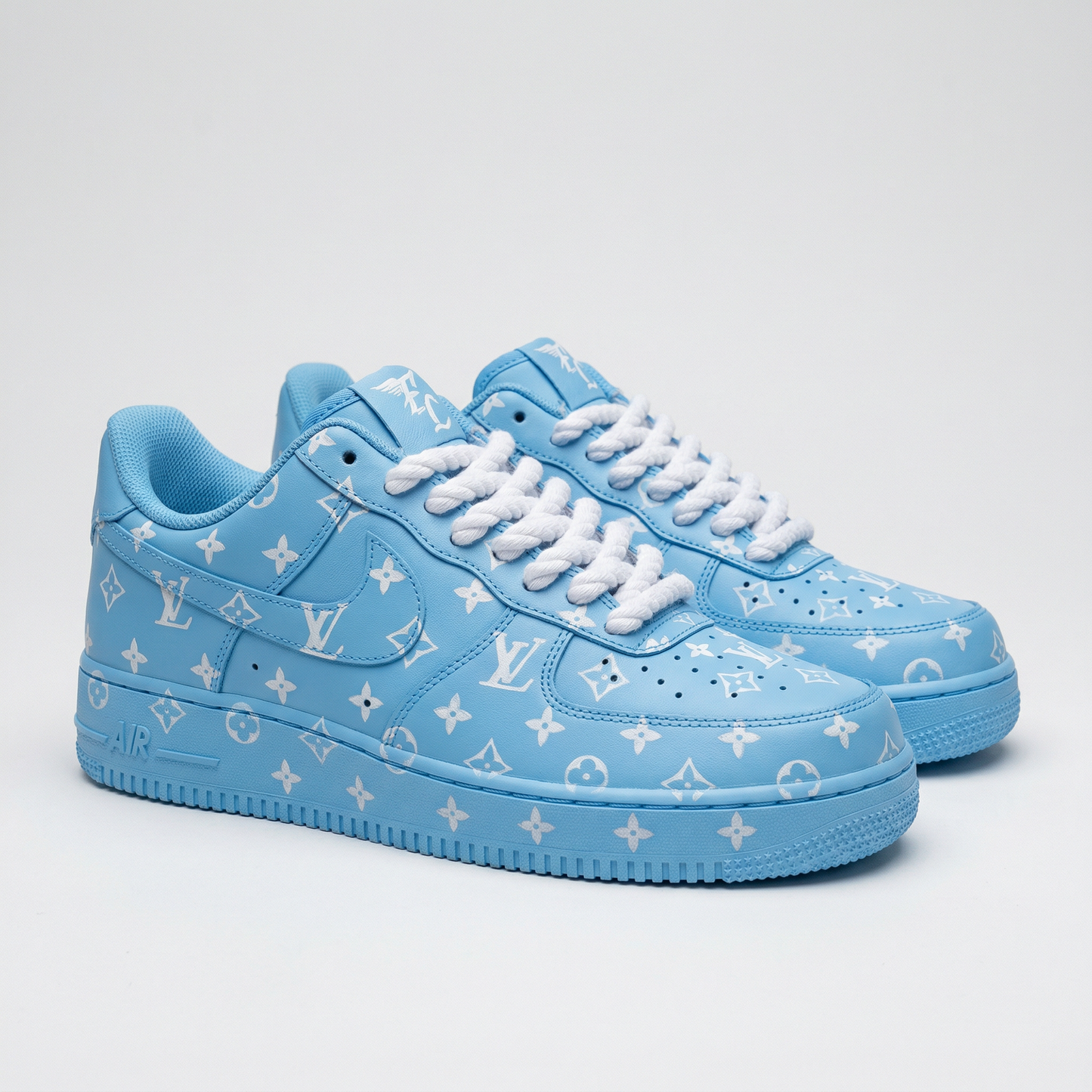 Baby Blue LV Logo Custom AF 1s Shoes