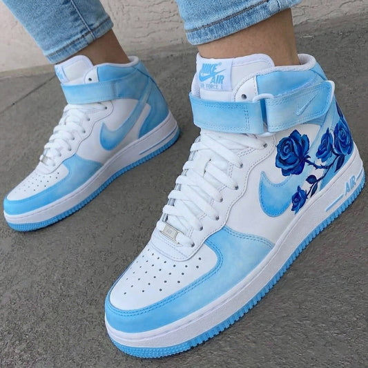 Baby Blue Rose Custom AF 1s Shoes