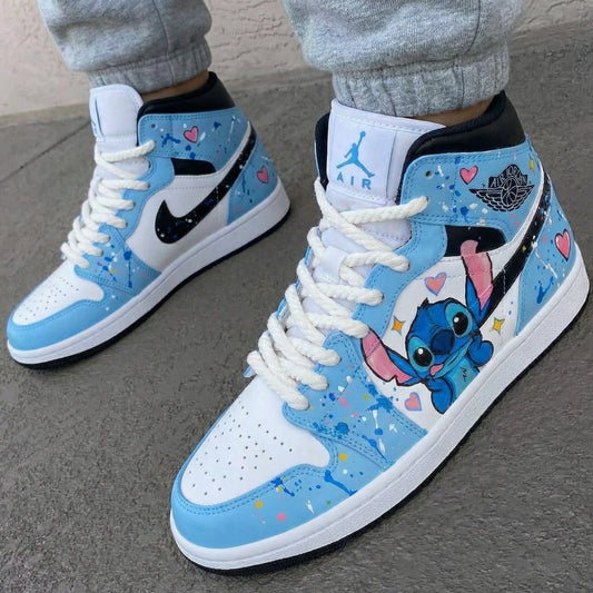 Baby Blue Stitch Pattern Custom AJ 1s Shoes