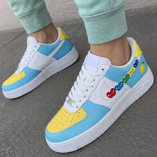 Baby Blue Yellow Heart - Pattern Custom AF 1s Shoes