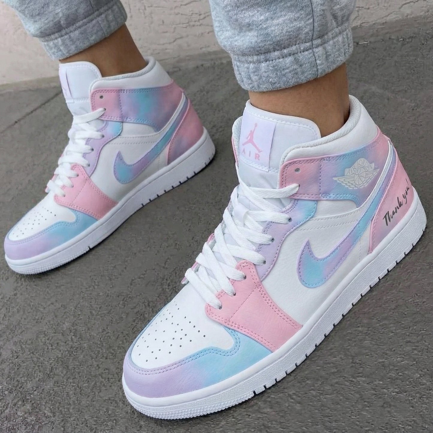 Baby Pink Baby Blue Ombre Custom AJ 1s Shoes