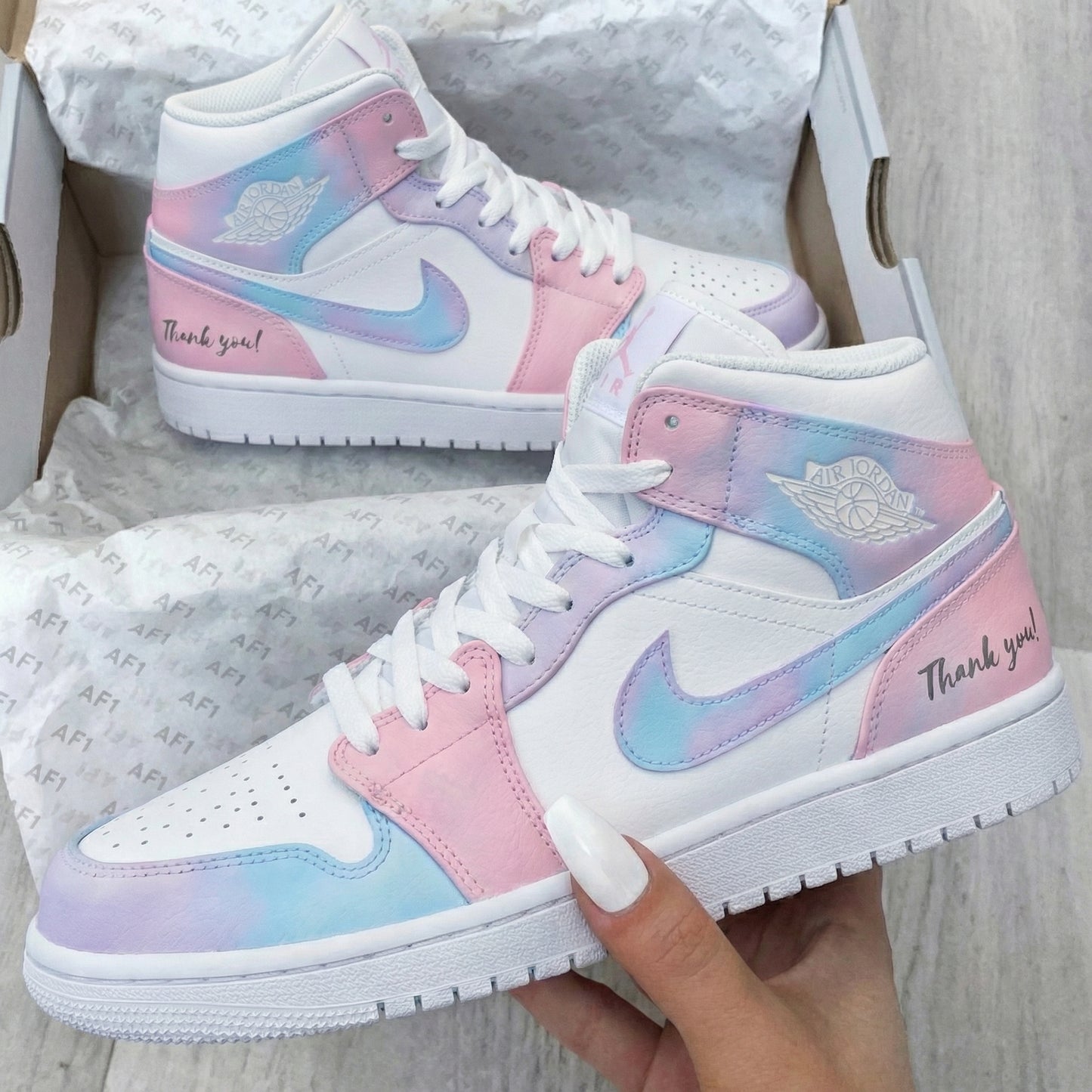 Baby Pink Baby Blue Ombre Custom AJ 1s Shoes
