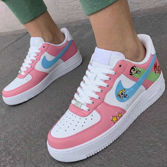 Baby Pink Baby Blue Powerpuff Girls Characters Custom AF 1s Shoes