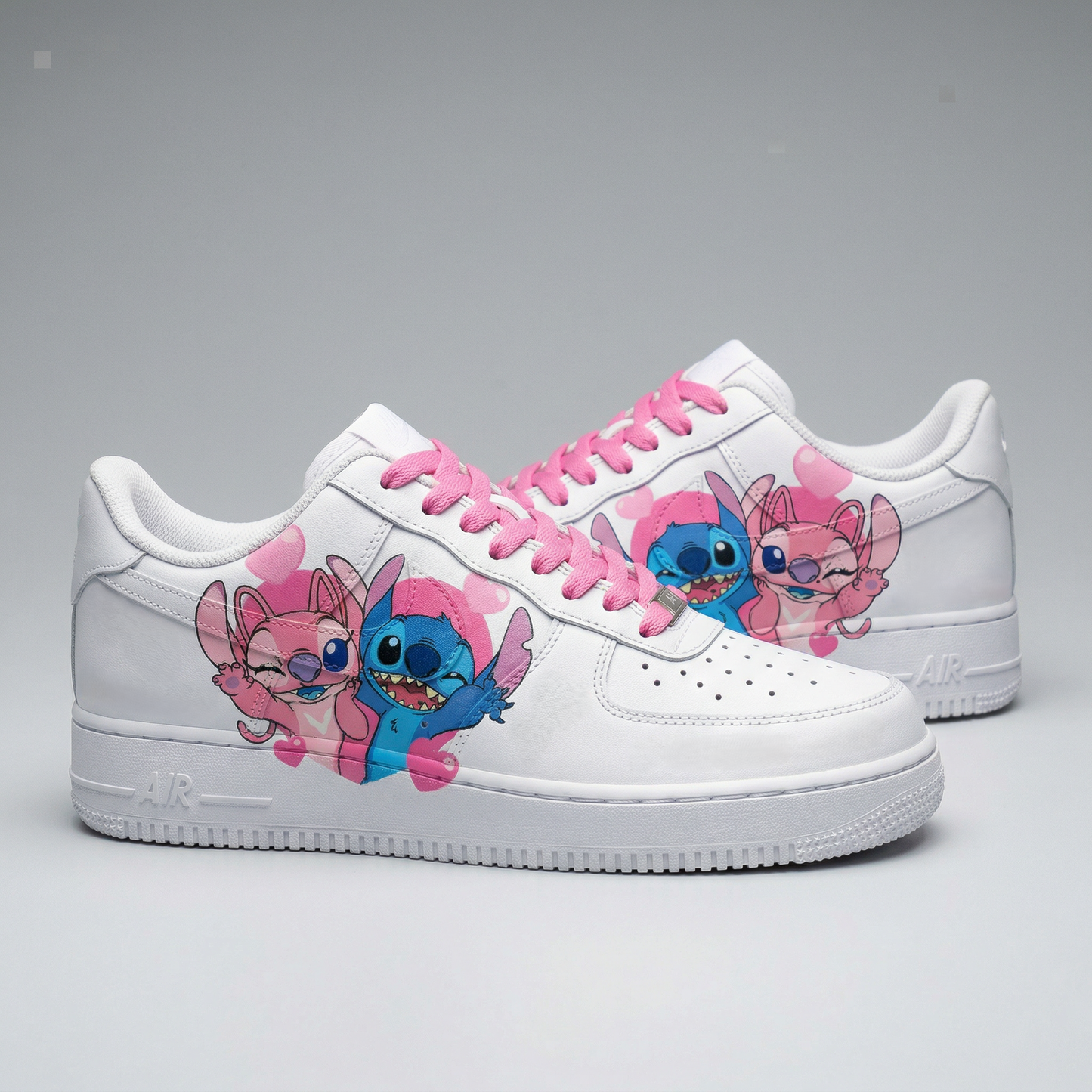 Baby Pink Blue Stitch Angel for Valentine's Day Custom AF 1s Shoes
