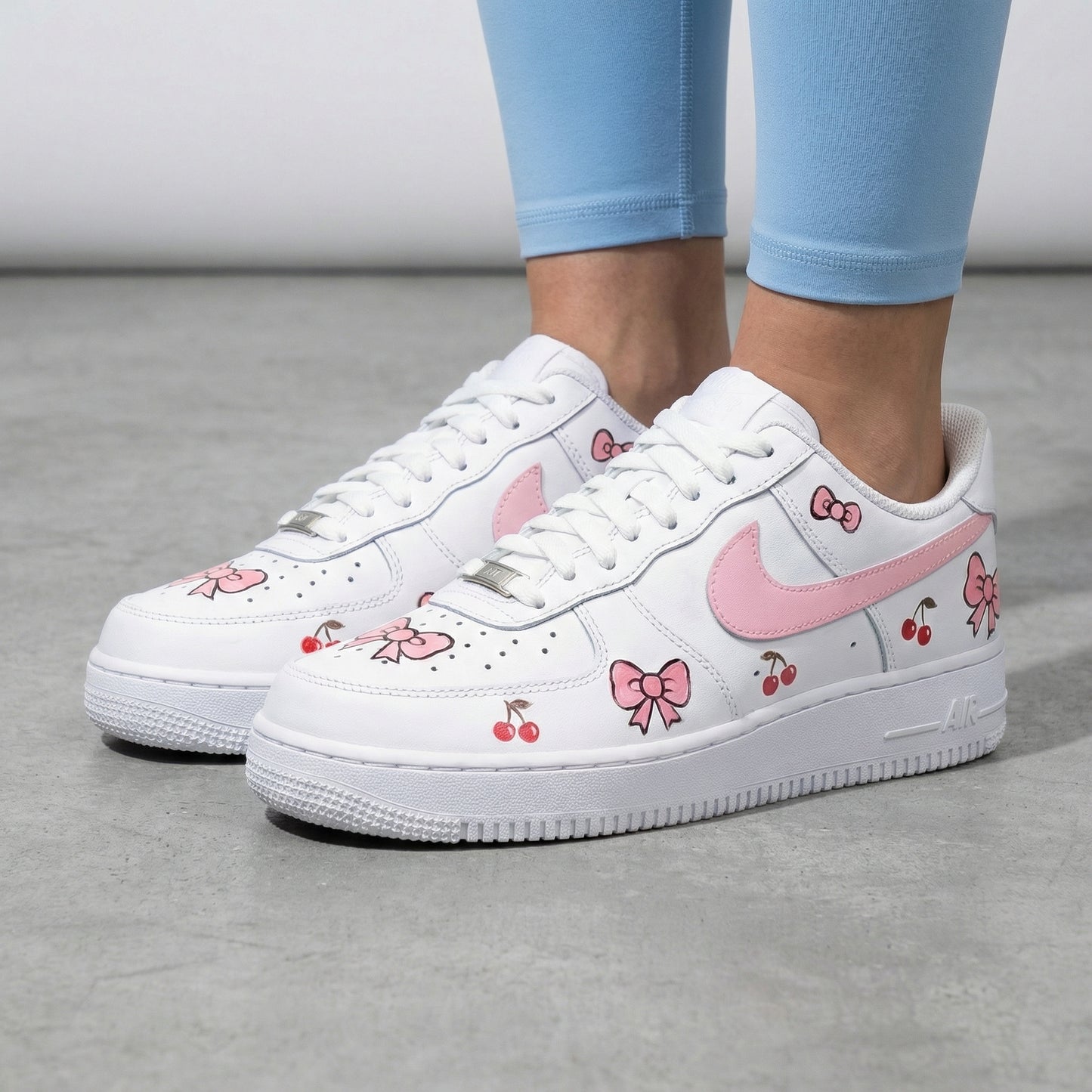 Baby Pink Bows Cherries Custom AF 1s Shoes