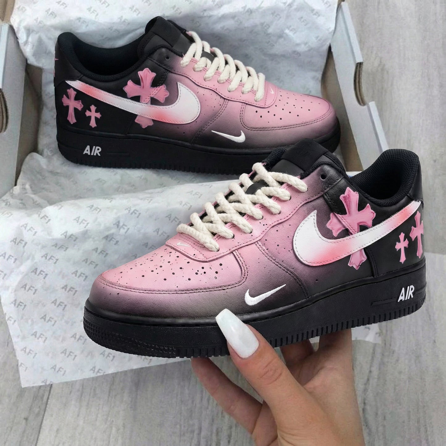 Baby Pink Cross Custom AF 1s Shoes