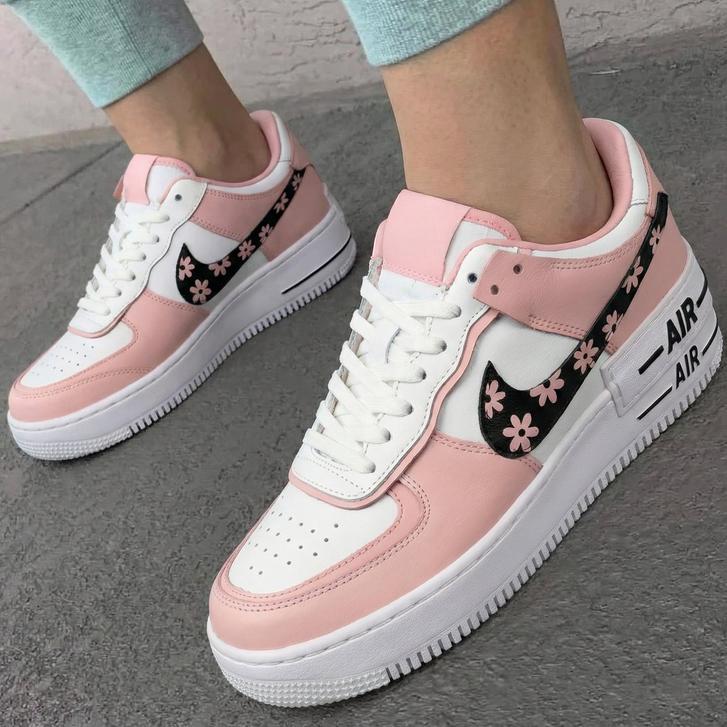 Baby Pink Floral Custom AF 1s Shoes