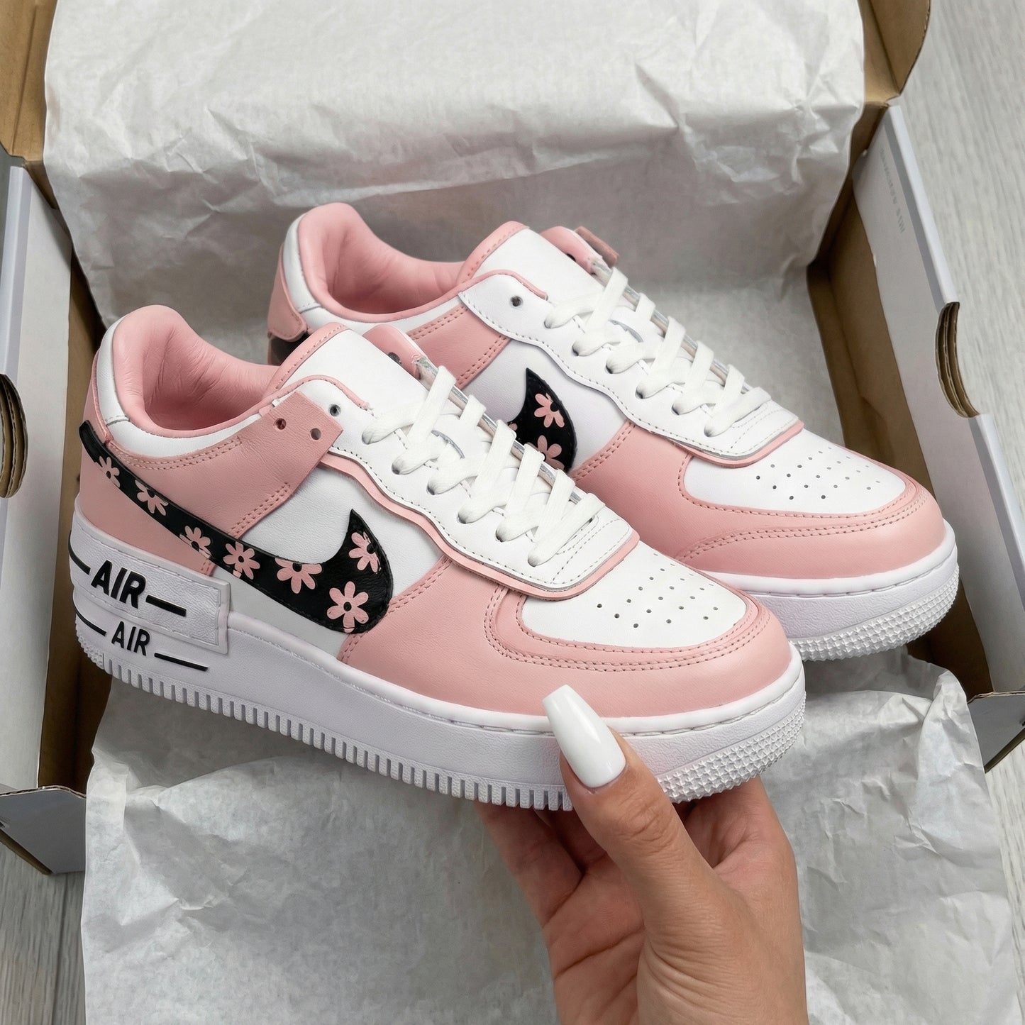 Baby Pink Floral Custom AF 1s Shoes