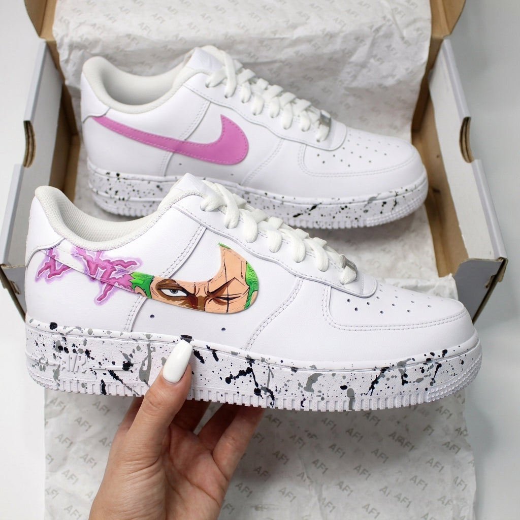 Baby Pink Green One Piece Eye Lightning Splatter Custom AF 1s Shoes