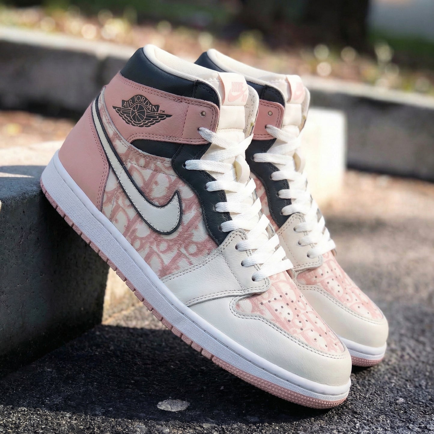 Baby Pink LV Pattern Custom AJ 1s Shoes