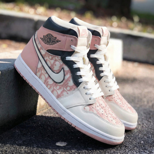 Baby Pink LV Pattern Custom AJ 1s Shoes