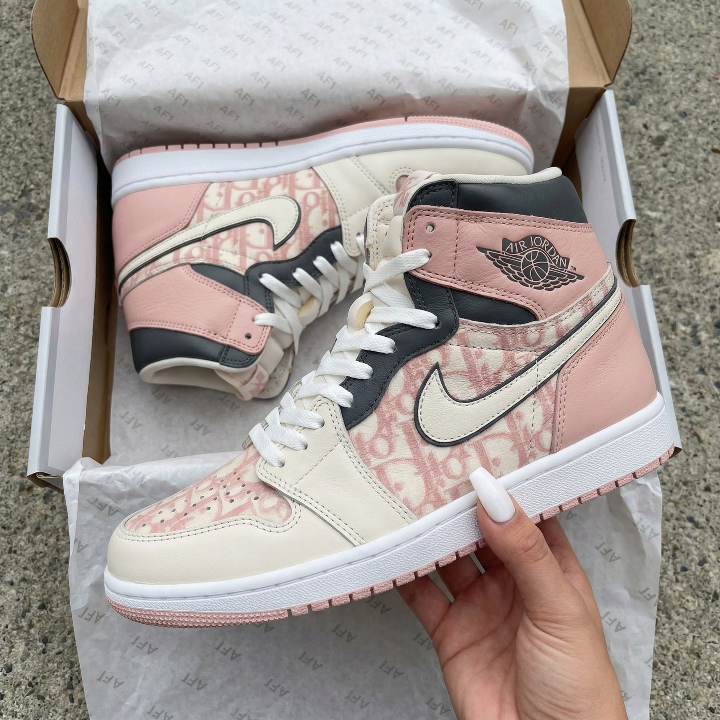 Baby Pink LV Pattern Custom AJ 1s Shoes