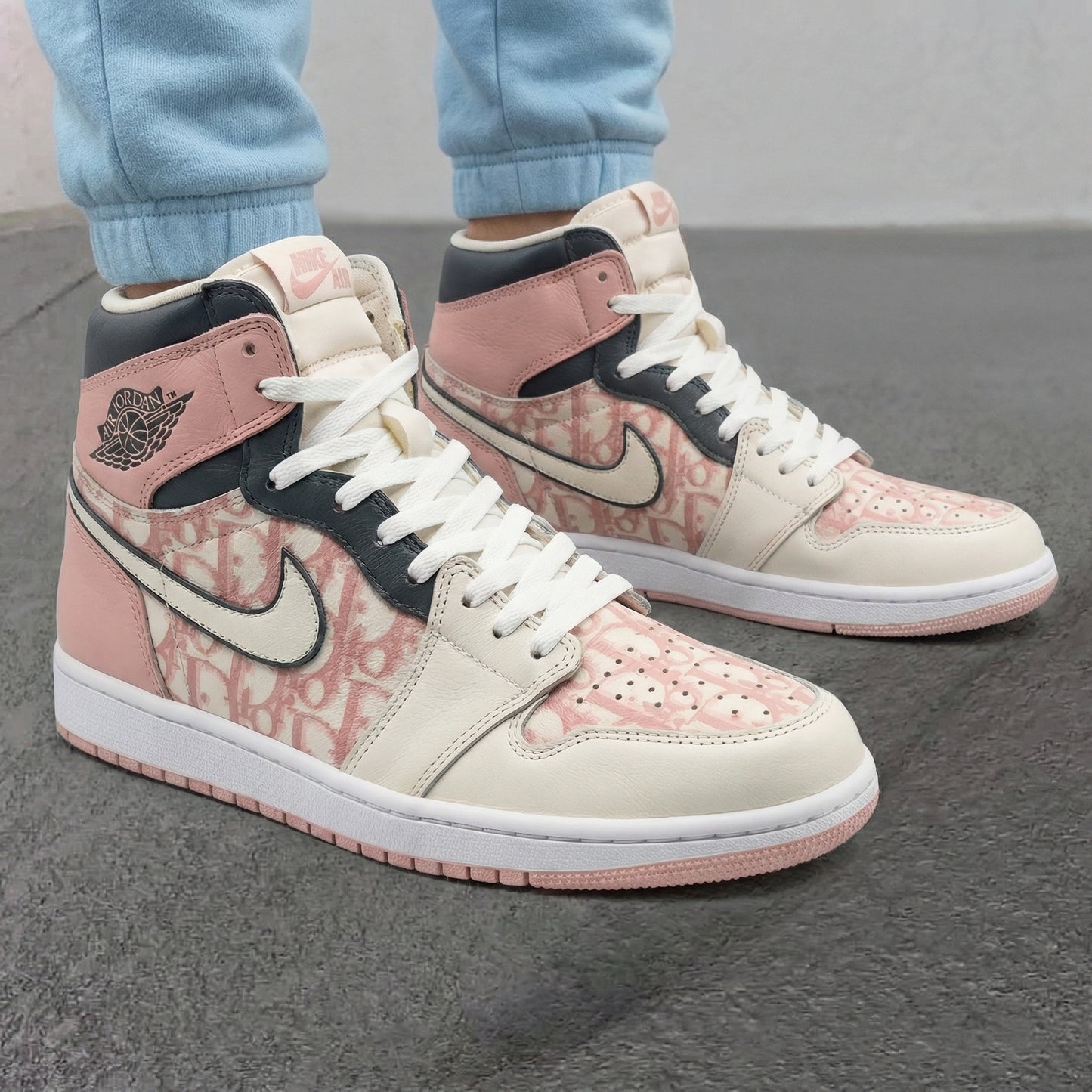 Baby Pink LV Pattern Custom AJ 1s Shoes