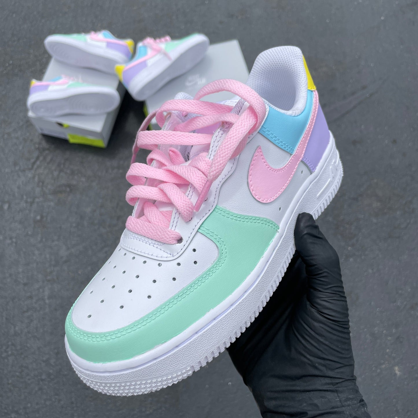 Baby Pink Mint Colorblock Custom AF 1s Shoes