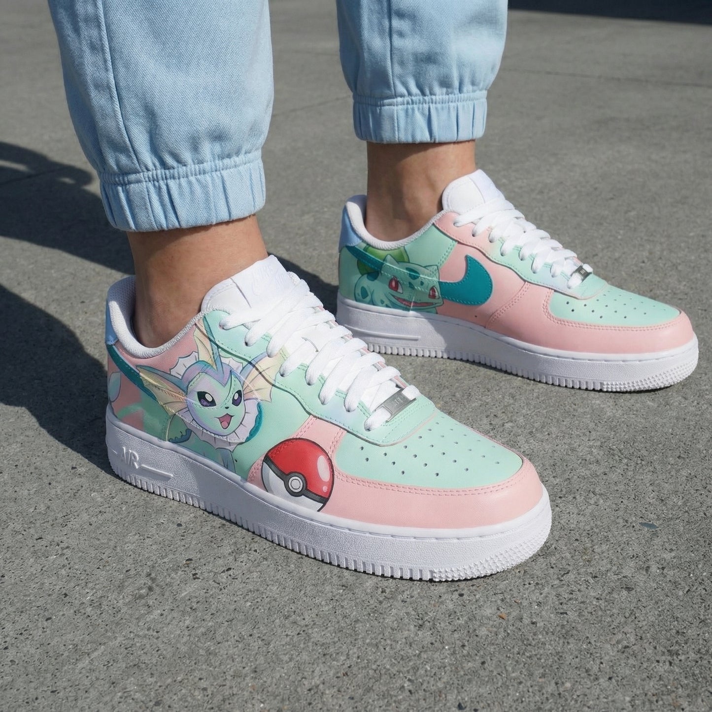Baby Pink Mint Green Pokemon Custom AF 1s Shoes