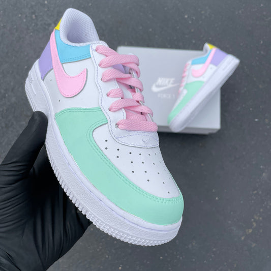 Baby Pink Mint Multi - colored Custom AF 1s Shoes