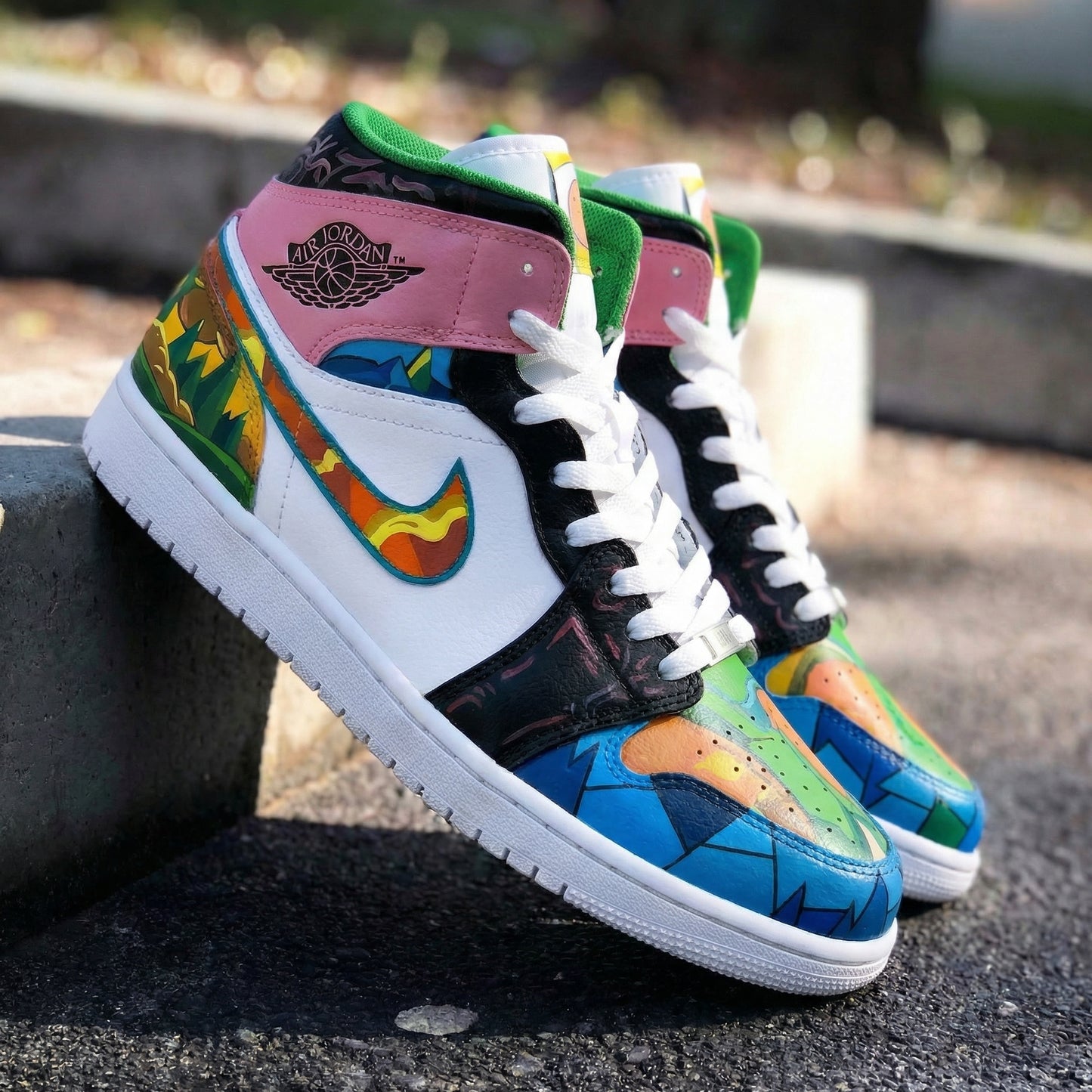 Baby Pink Multicolor Custom AJ 1s Shoes