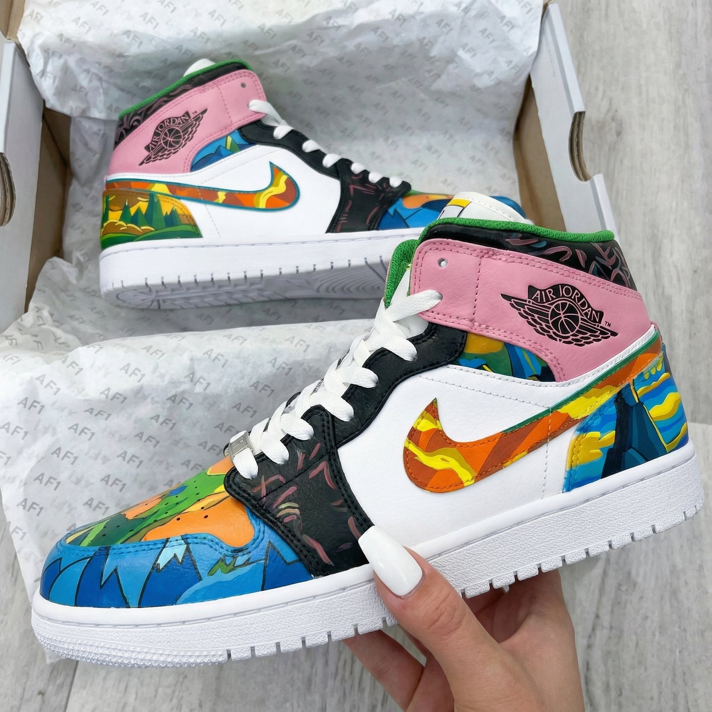 Baby Pink Multicolor Custom AJ 1s Shoes