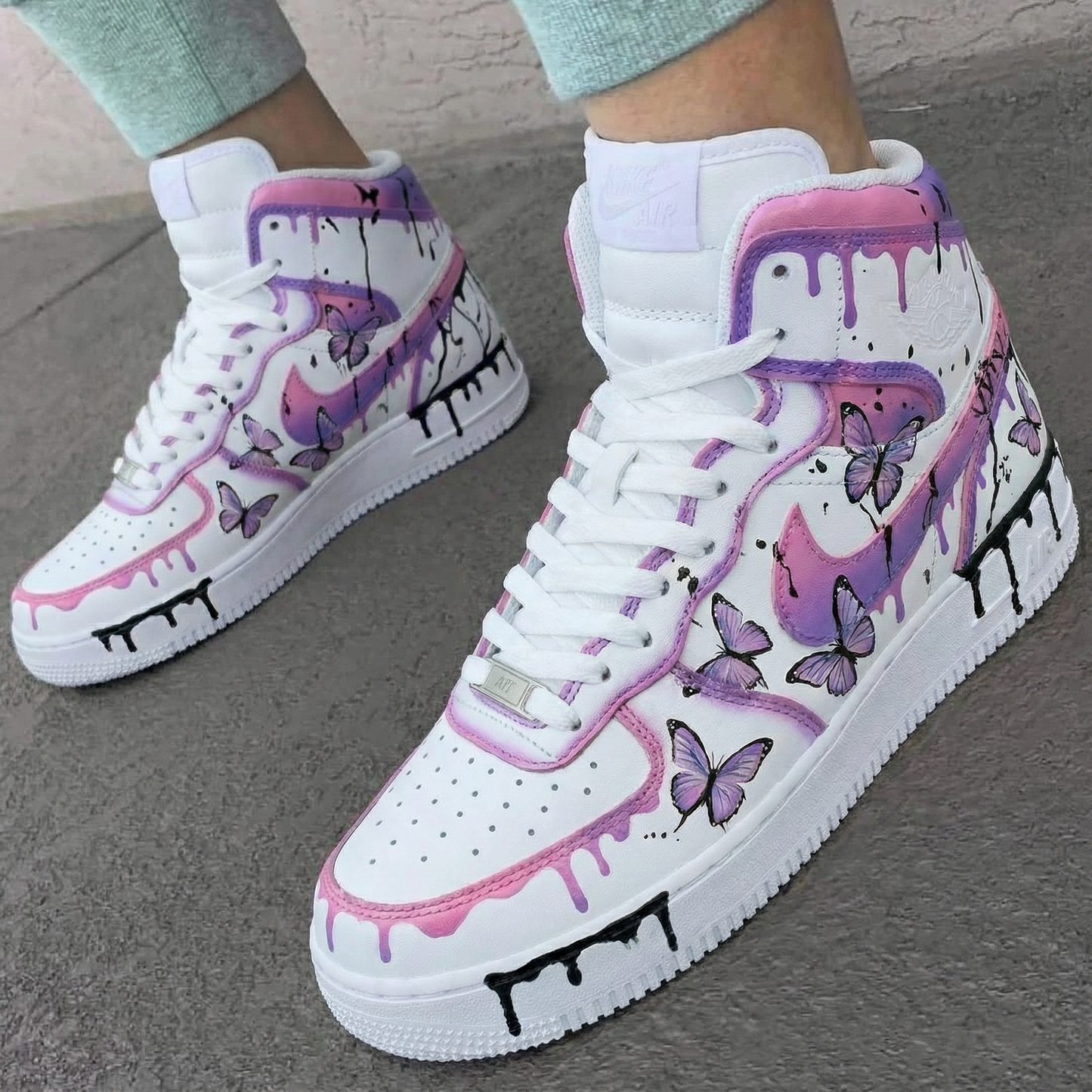Baby Pink Purple Butterfly Custom AF 1s Shoes