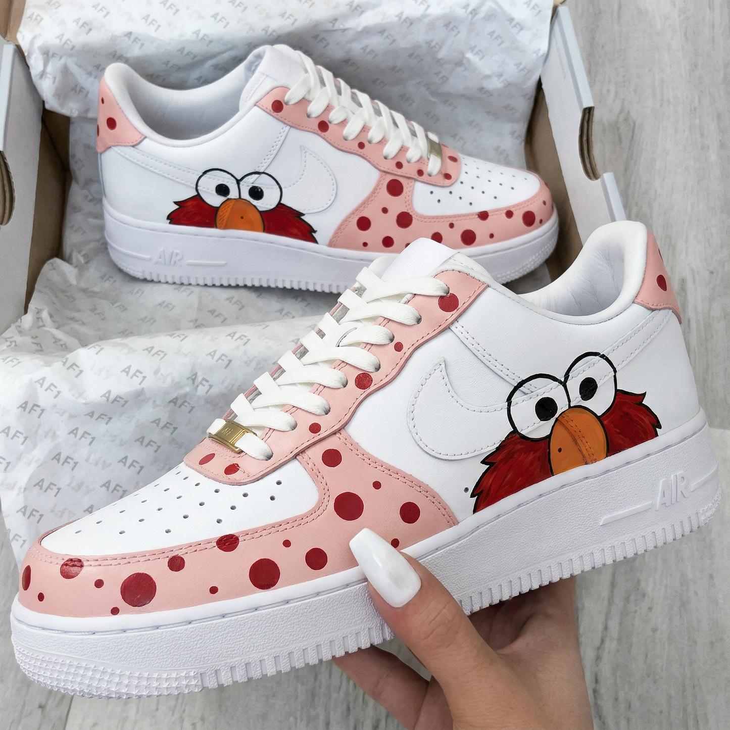 Baby Pink Red Polka Dots Cartoon Custom AF 1s Shoes