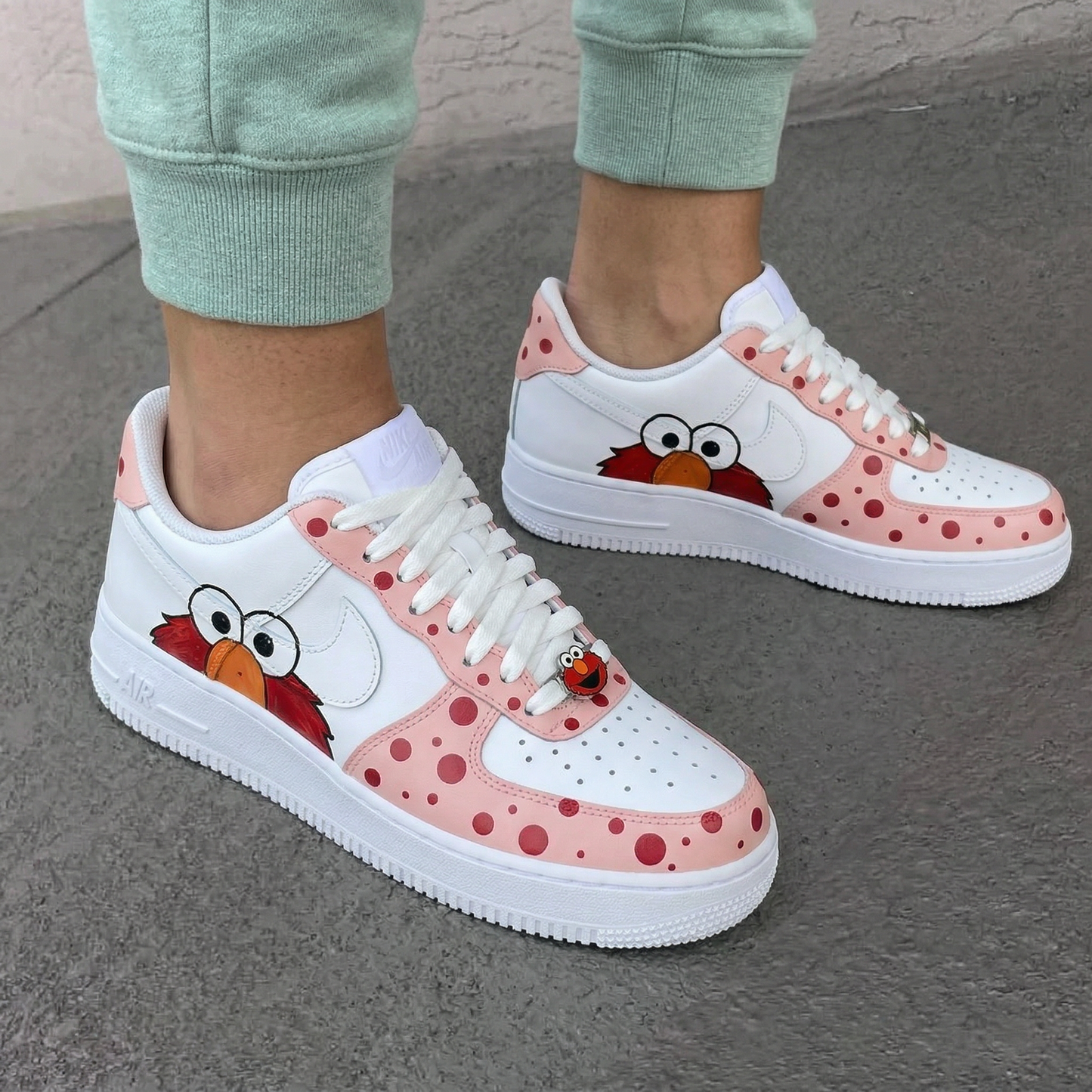 Baby Pink Red Polka Dots Cartoon Custom AF 1s Shoes