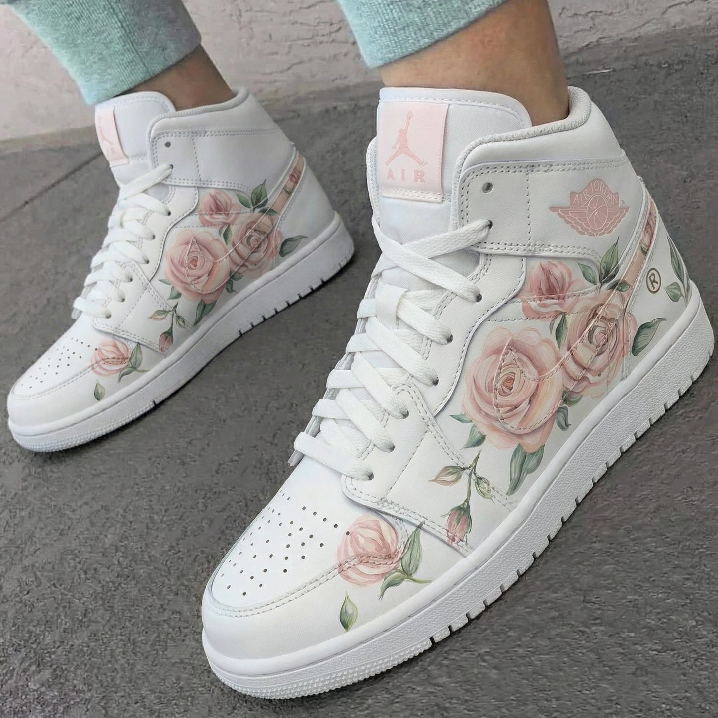 Baby Pink Rose Custom AJ 1s Shoes