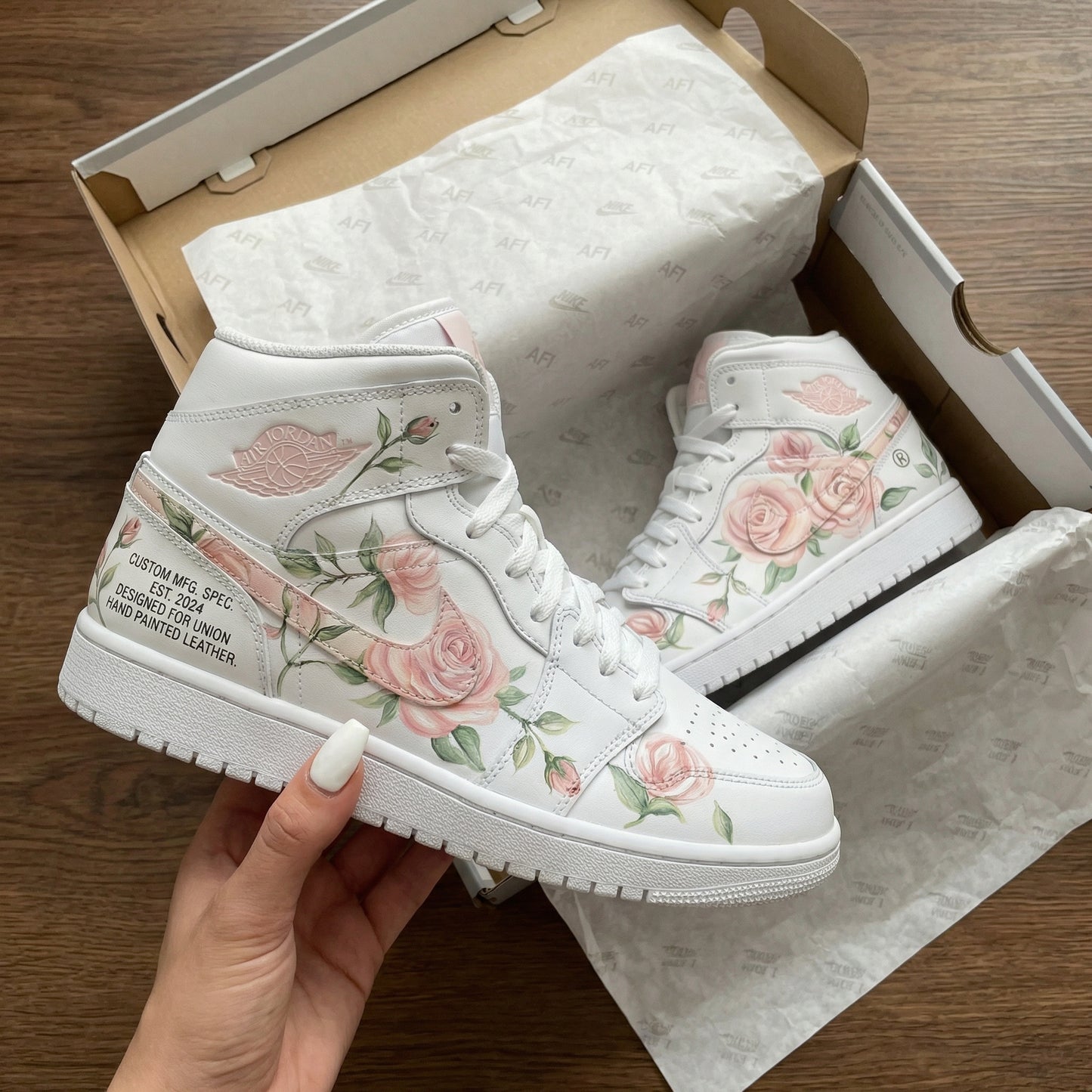 Baby Pink Rose Custom AJ 1s Shoes