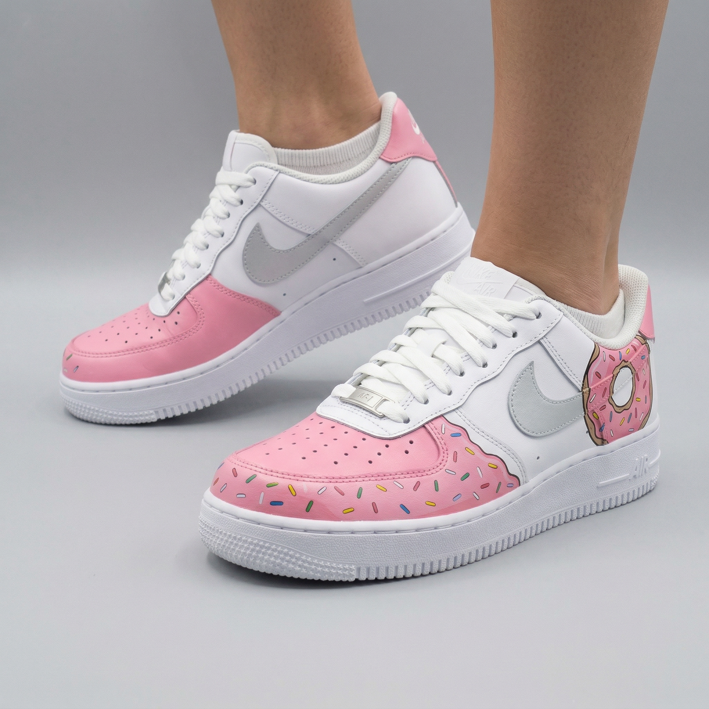 Baby Pink Silver Donut Sprinkles Custom AF 1s Shoes