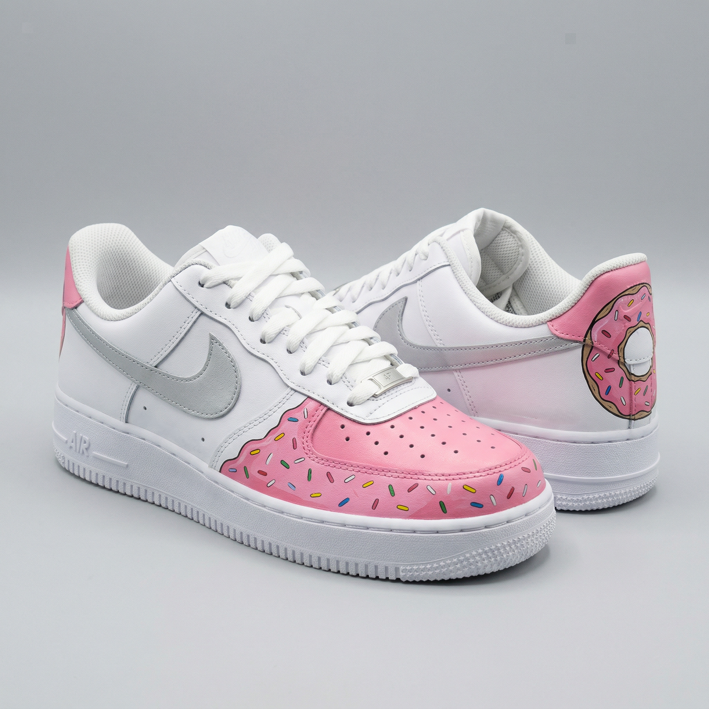 Baby Pink Silver Donut Sprinkles Custom AF 1s Shoes