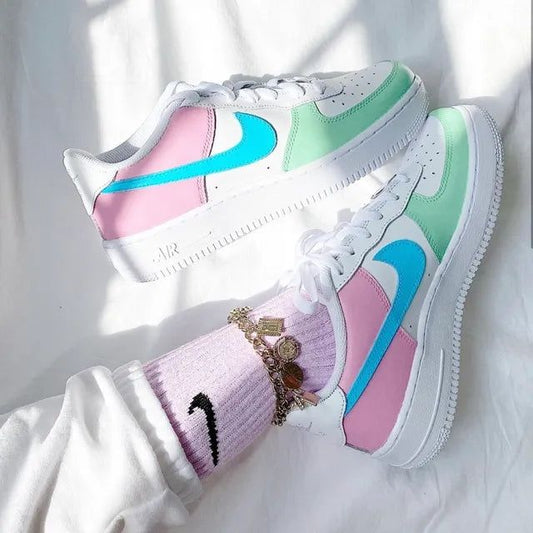 Baby Pink Soft Mint Blue Custom AF 1s Shoes