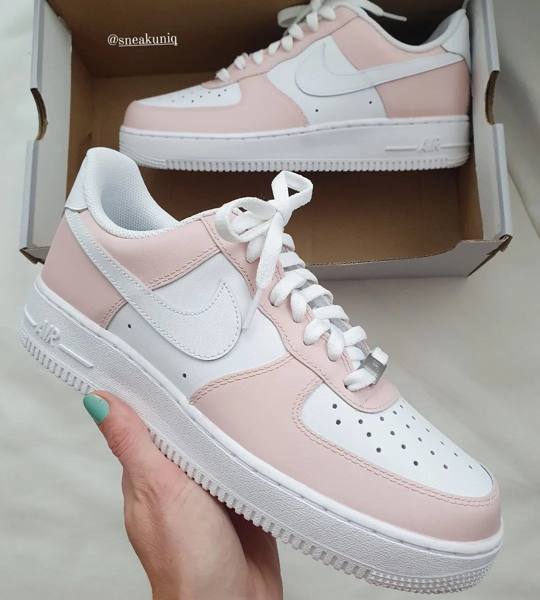 Baby Pink White Custom Air Force 1 Shoes
