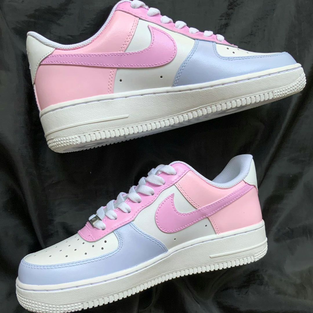 Baby Pink with Baby Blue Accents Custom AF 1s Shoes