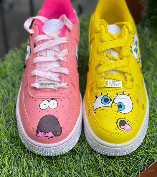 Baby Pink Yellow SpongeBob Custom AF 1s Shoes
