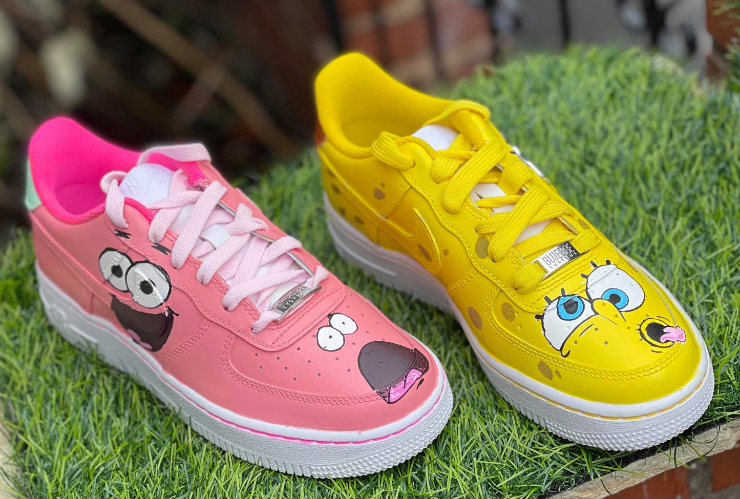 Baby Pink Yellow SpongeBob Custom AF 1s Shoes