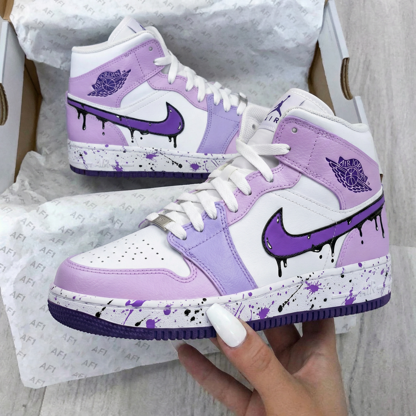Baby Purple and Purple Drip Custom AJ 1s Shoes