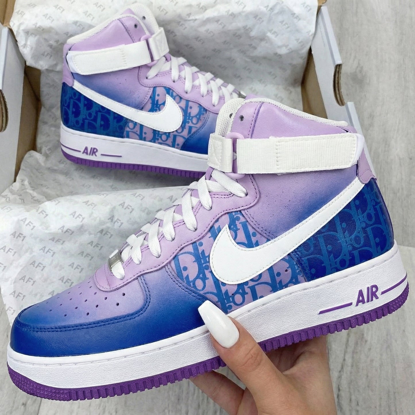 Baby Purple Blue Dior - print Custom AF 1s Shoes