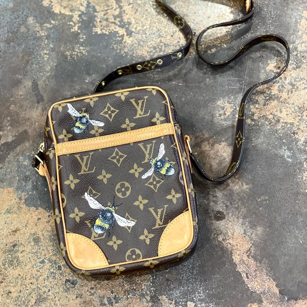 Hand Painted Bee Design Custom Crossbody Bag