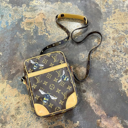 Hand Painted Bee Design Custom Crossbody Bag