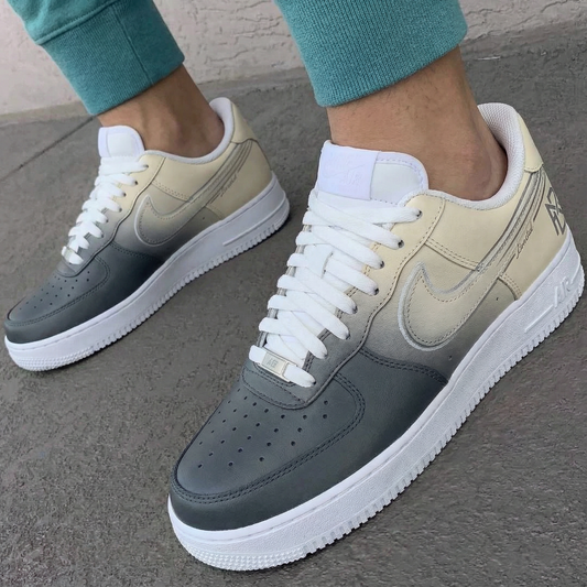 Beige Gray Gradient Custom AF 1s Shoes