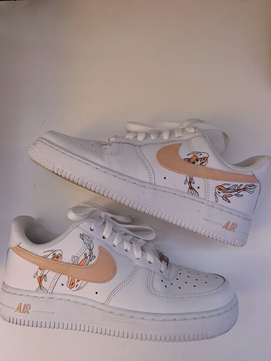 Beige Koi Fish Custom AF 1s Shoes