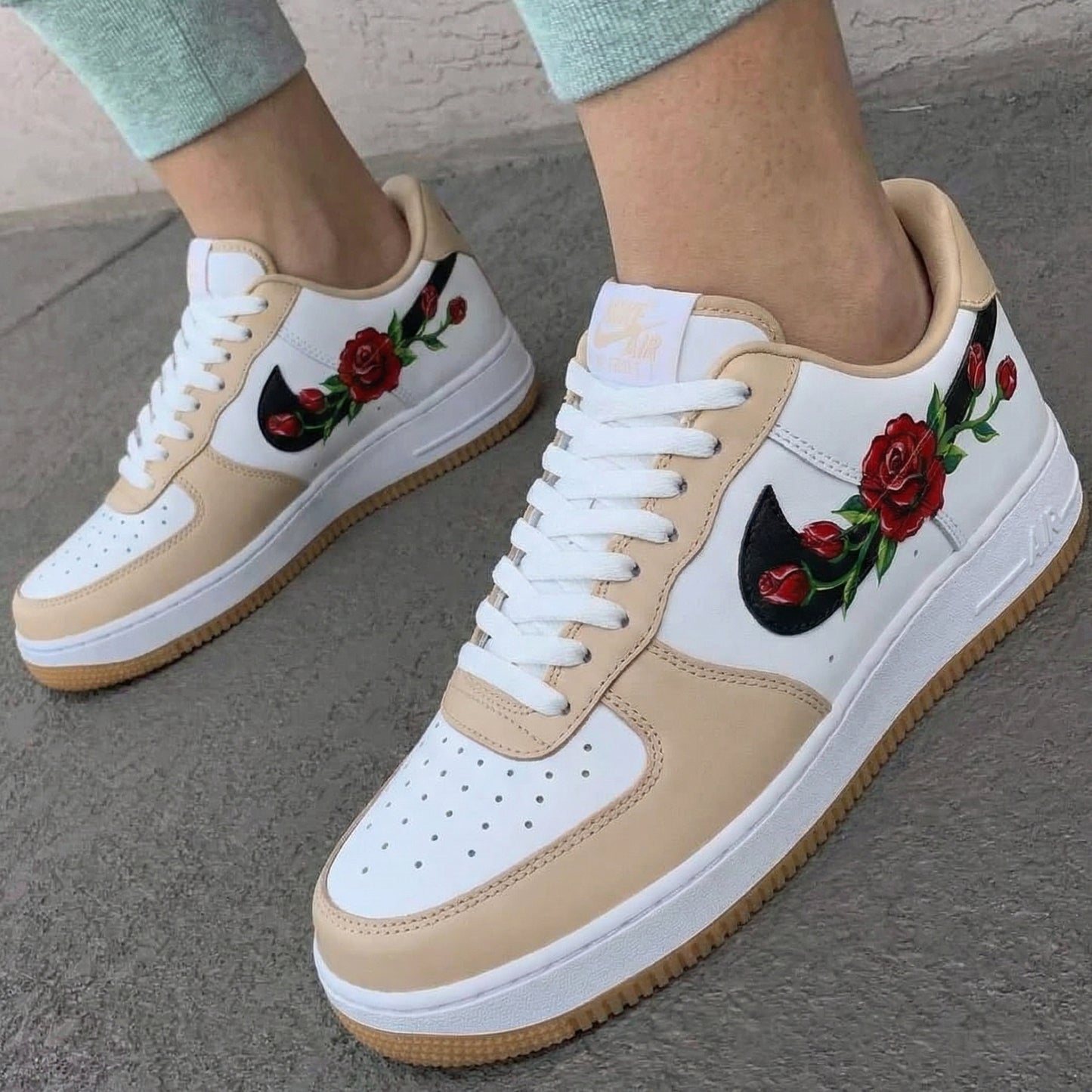 Beige Rose Custom AF 1s Shoes