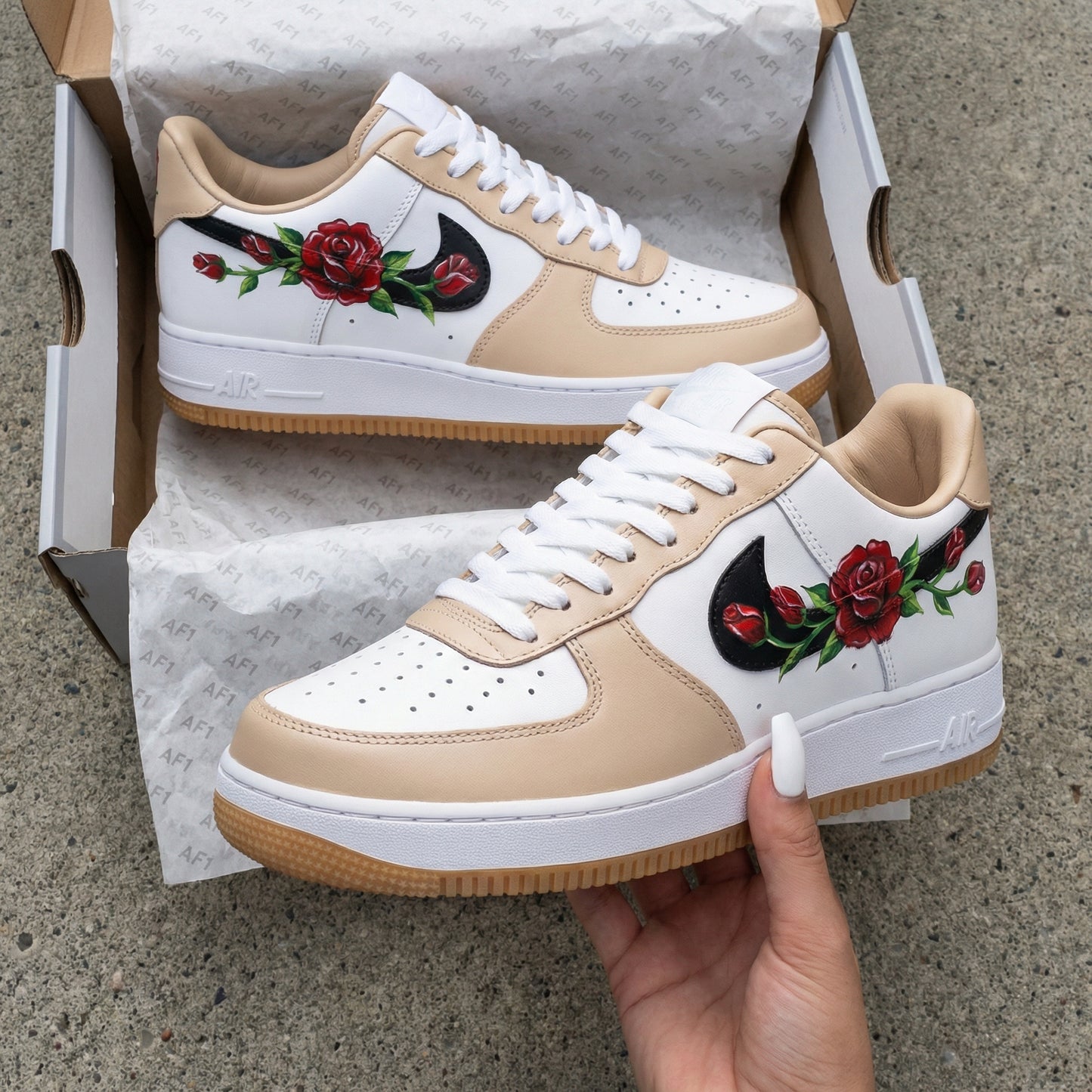 Beige Rose Custom AF 1s Shoes