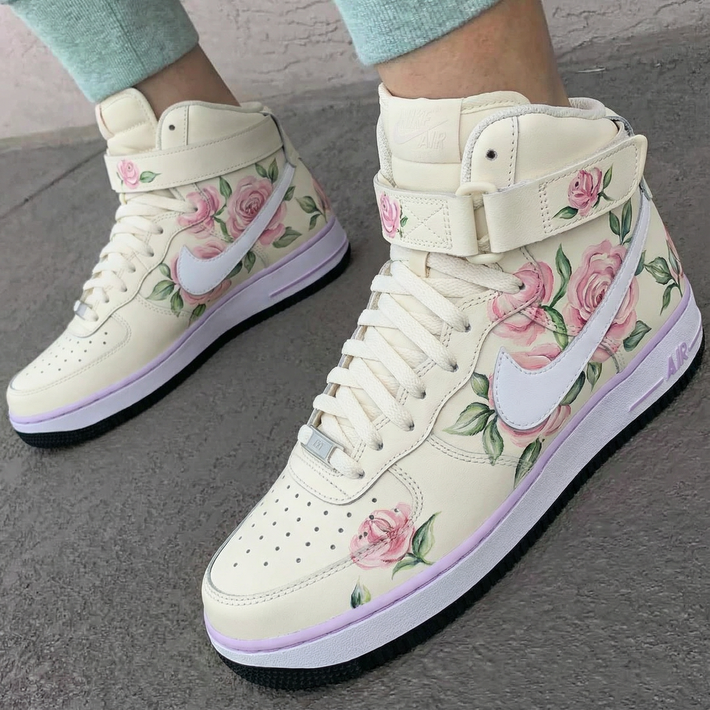 Beige Rose Custom AF 1s Shoes