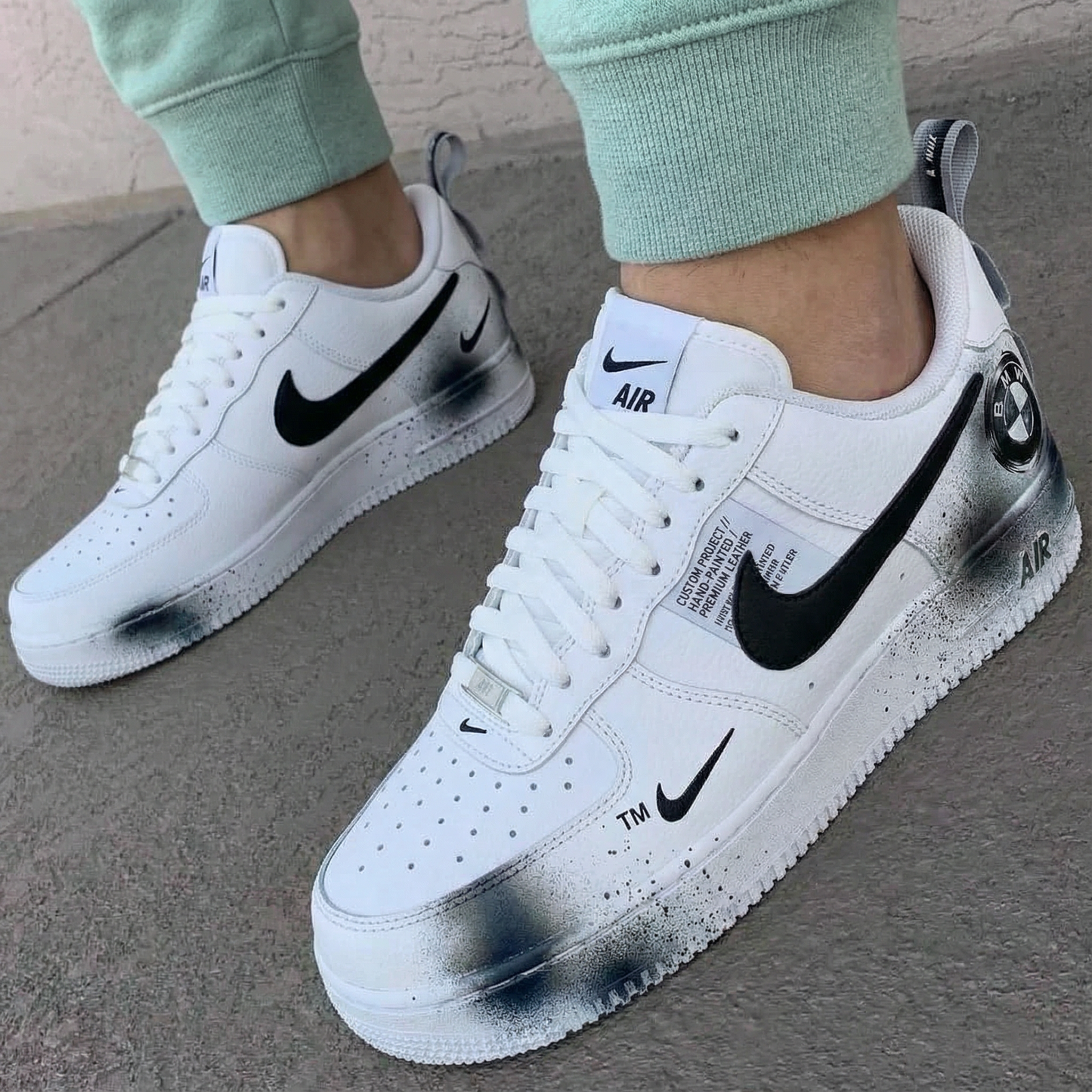 Black BMW Logo Custom AF 1s Shoes