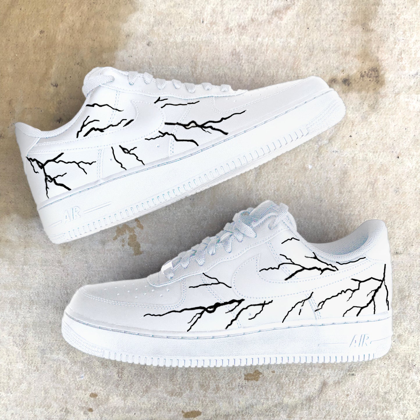 Black Crackle Custom AF 1s Shoes