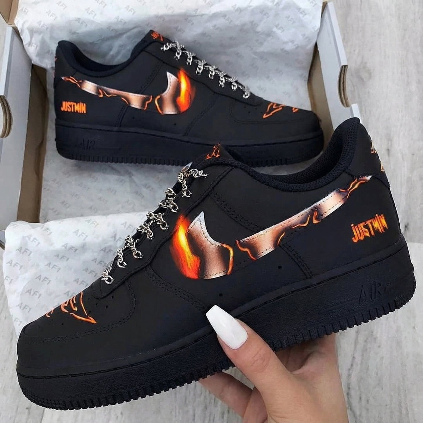 Black Flame Custom AF 1s Shoes