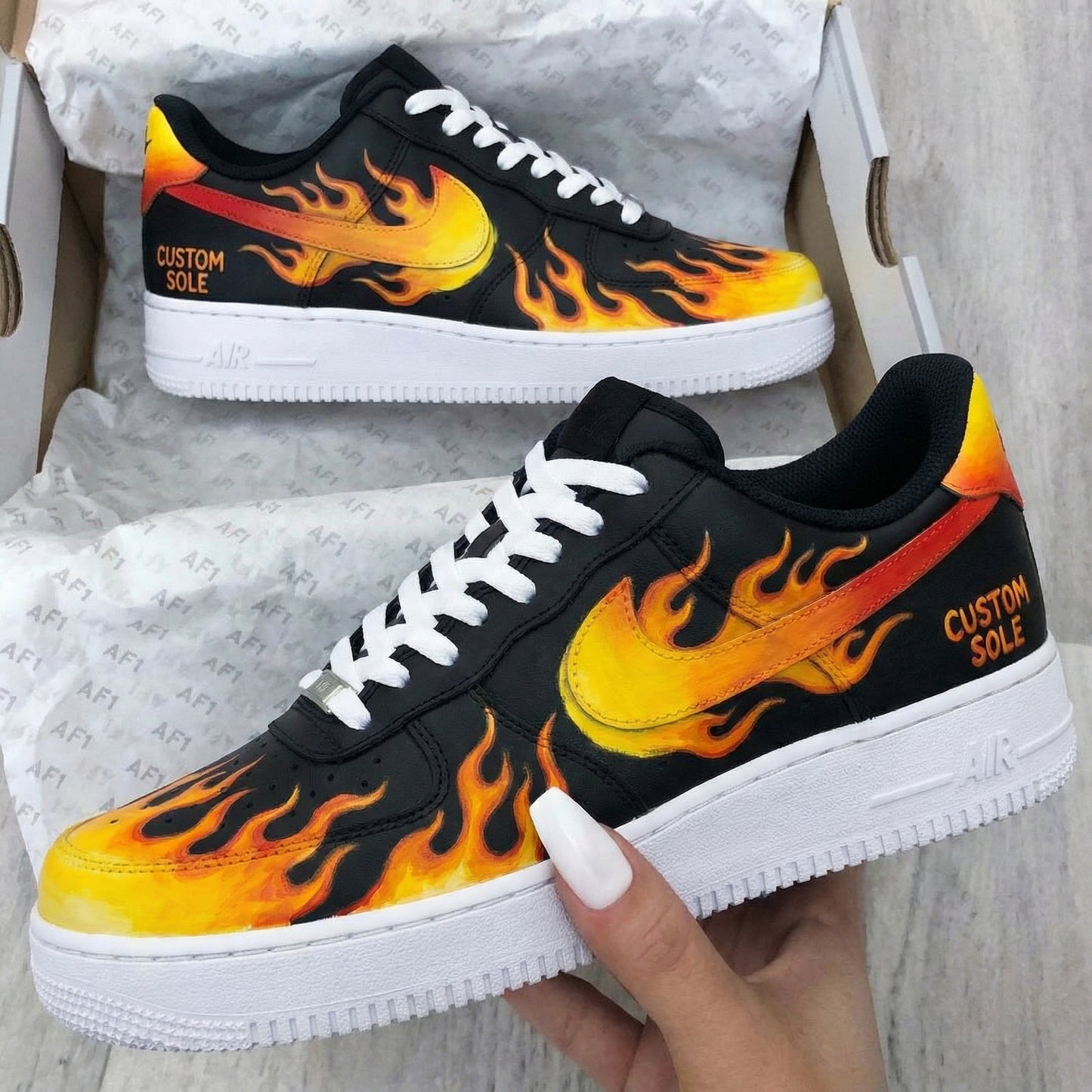 Black Flame Custom AF 1s Shoes