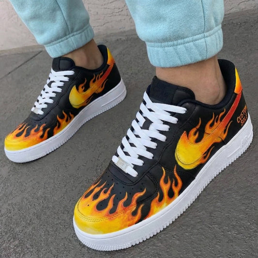 Black Flame Custom AF 1s Shoes